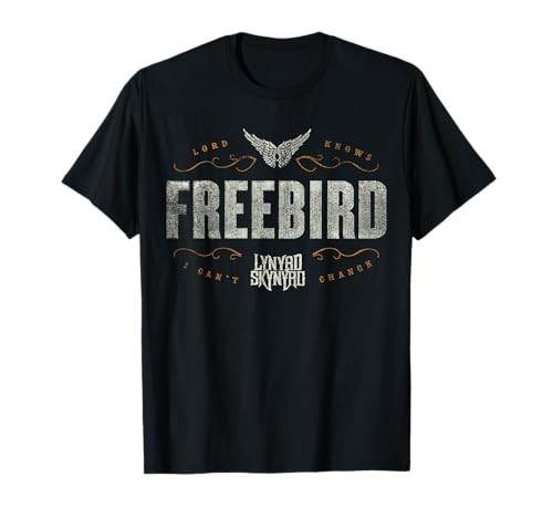 Lynyrd Skynyrd Logo Free Bird Lyrics Classic Rock 70s Retro T-Shirt | Amazon (US)