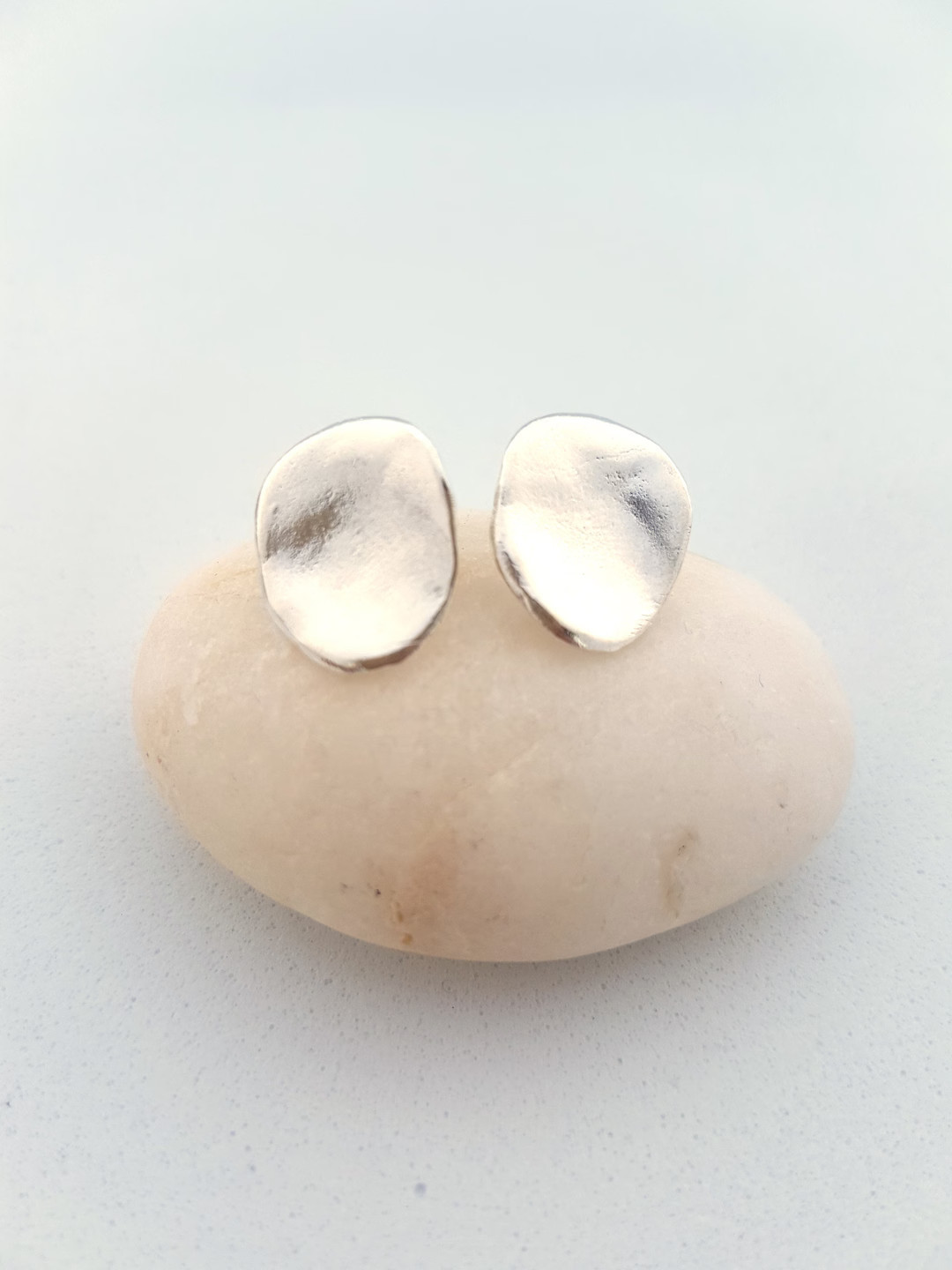 Sterling Silver Stud Earrings With an Organic Shape Classy - Etsy | Etsy (US)