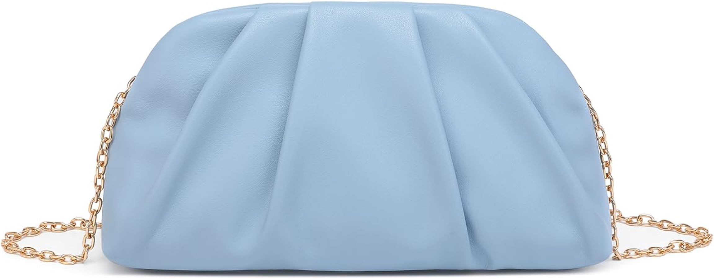 Dreubea Women's Fashion Cloud Shape Evening Bag Charming Fold Leather Clutch Handbag with Chain | Amazon (US)