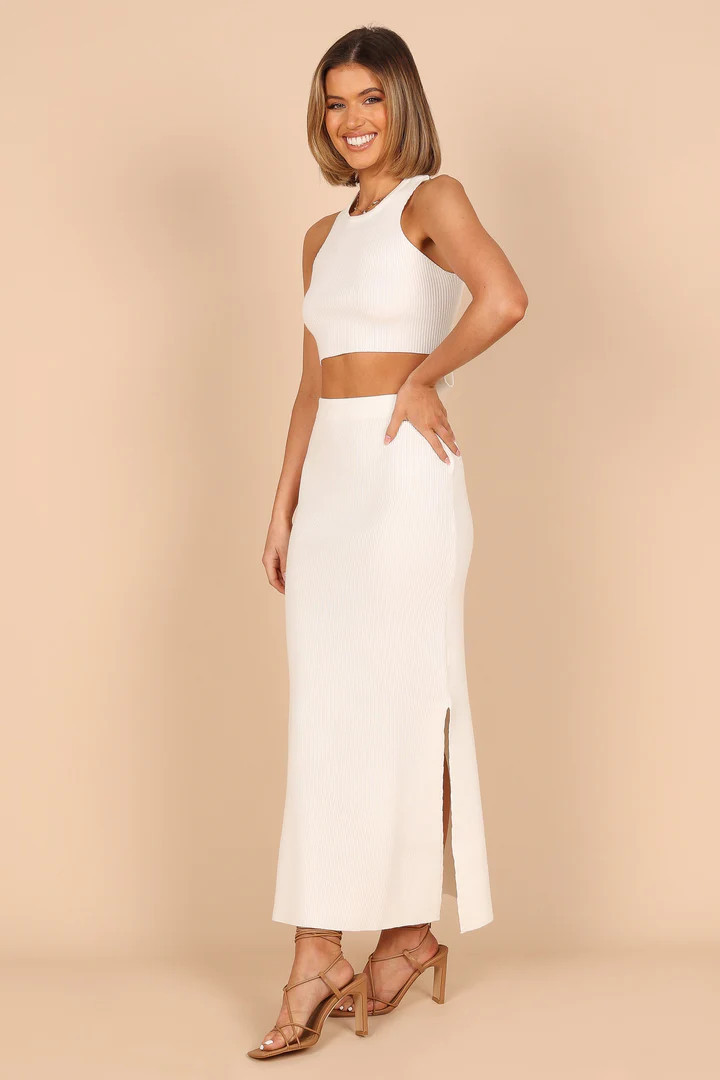 Maia Rib Knit Two Piece Set - White | Petal & Pup (US)