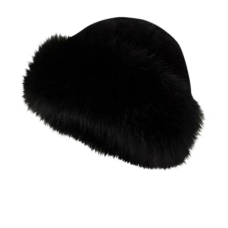 Luxalzxs Faux Fur Hats for Women Siberian Cossack Hat Russian Hats Fluffy Winter Hat | Walmart (US)