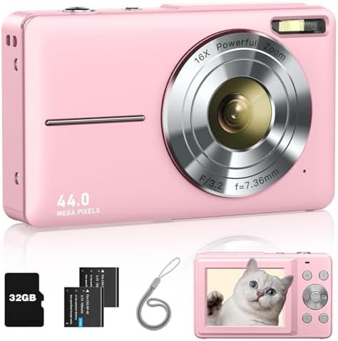 Digital Camera, FHD 1080P Point and Shoot Kids Camera, with 32GB Card, 2 Batteries, 16X Zoom Anti... | Amazon (US)