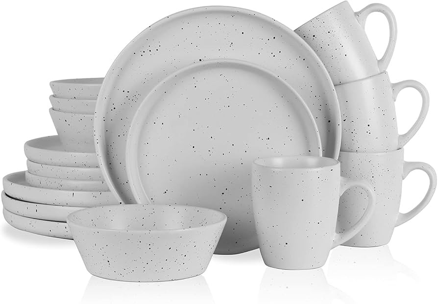 Stone Lain Jade Stoneware Dinnerware 16-Piece Service for 4, White | Amazon (US)