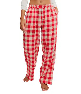 Be Mine Woven Textured Gingham Print Wide Leg Sleep Pants | Dillard's
