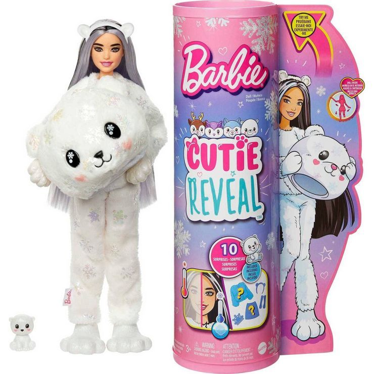 Barbie Cutie Reveal Snowflake Sparkle Doll - Polar Bear Plush Costume | Target