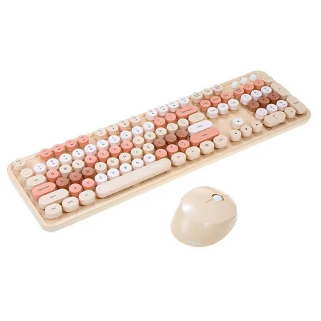 Mofii Sweet Keyboard Mouse Combo, Colored Cute Keyboard,2.4G Wireless Keyboard Set Circular Suspension Key for PC Laptop Light Brown | Walmart (US)
