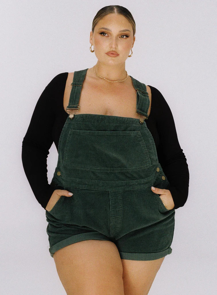 Kacey Overalls Khaki Curve | Princess Polly US