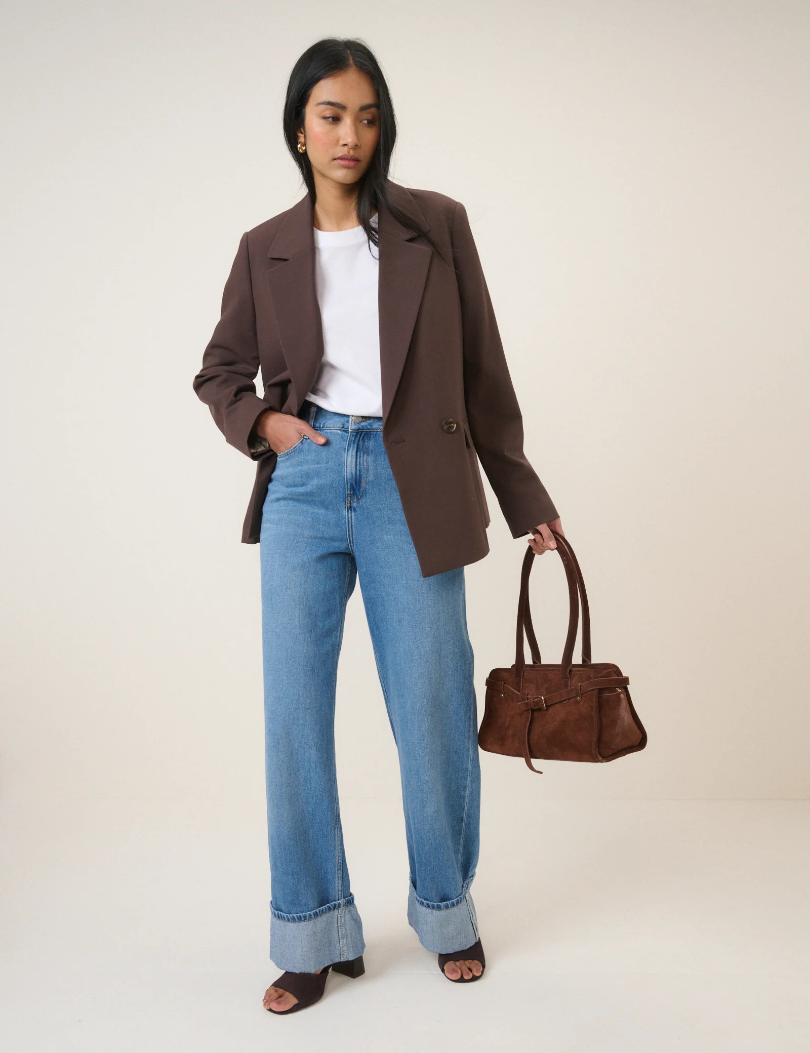 Blue High Rise Islington Turn Up Jeans | Nobody's Child