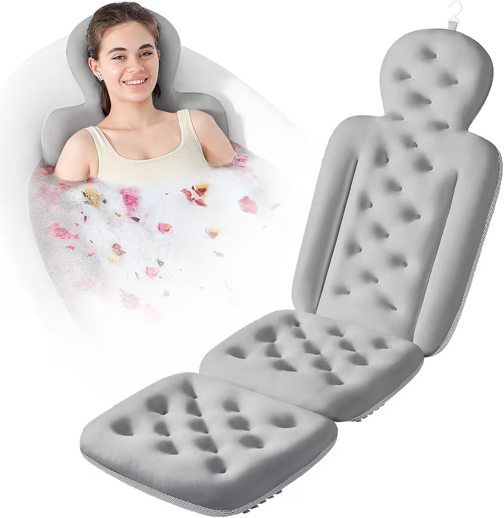 Bath Cushion, Full Body Bathtub Pillow with 160 Suction Cups, Bath Mat for Head and Neck Support,... | Amazon (US)