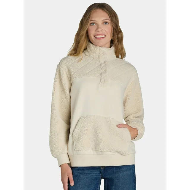 Time and Tru Women's Quilted Fleece Pullover, Sizes S-XXXL - Walmart.com | Walmart (US)