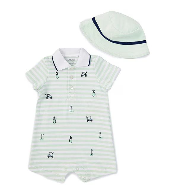 Little Me Baby Boys 3-12 Months Short Sleeve Striped/Golf Themed Shortalls | Dillard's | Dillard's