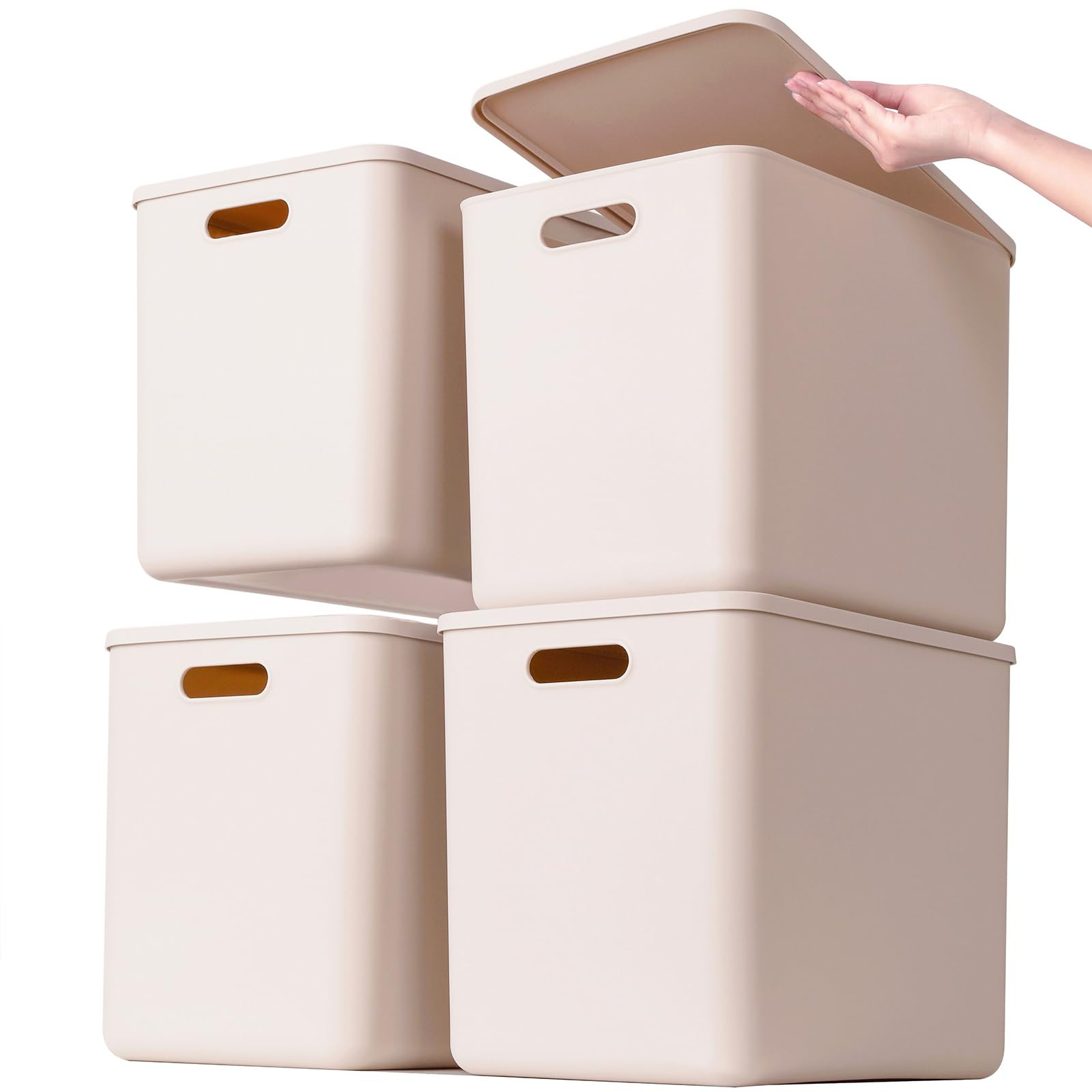 Plastic Storage Bins with lids,Storage Baskets,Container with handle,Storage Organizer Bins for S... | Amazon (US)