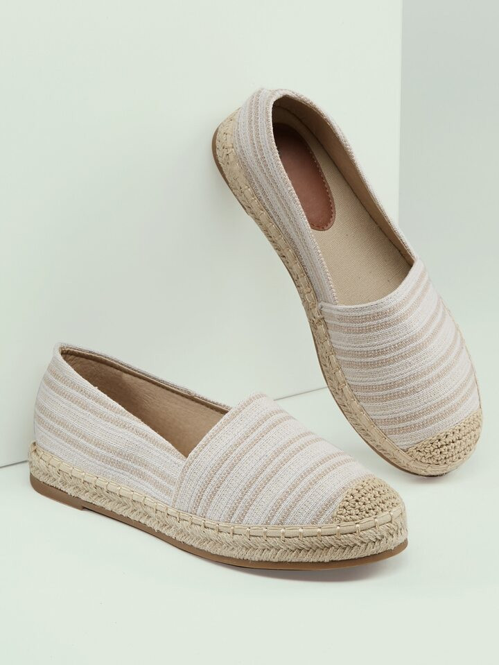 SHUZIA Stripe Canvas Espadrille Flats | SHEIN