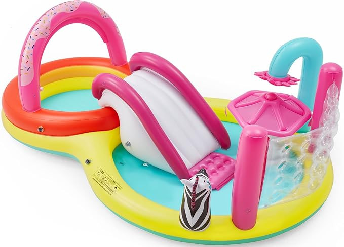 Inflatable Kiddie Pool with Water Slide, 110” x 66” x40” Play Center Fun Summer Water Toys ... | Amazon (US)