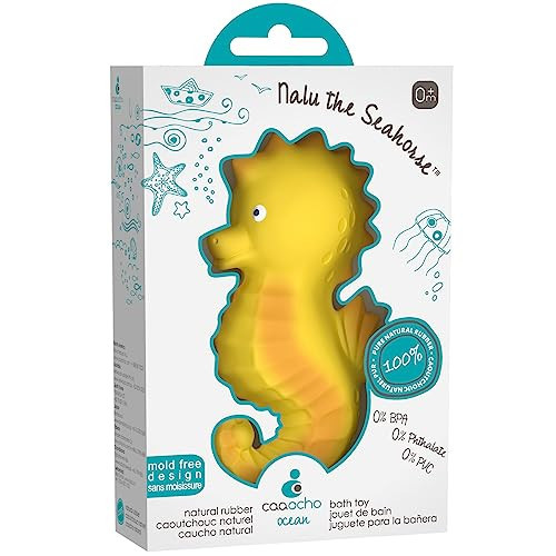 CaaOcho Pure Natural Rubber Bath Toy - Nalu The Seahorse Baby Toy - Hole Free Bath Toys, BPA Free Bath Toys for Infants, without Holes Sealed Natural Rubber Baby Toy | Amazon (US)
