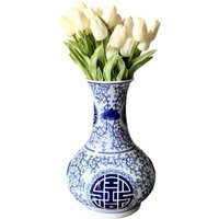 Vase White & Blue Large Porcelain Vintage Oriental Decor | Etsy (US)
