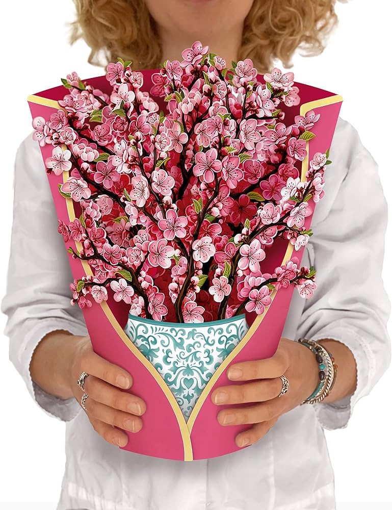Freshcut Paper Pop Up Cards, Cherry Blossoms, 12 Inch Life Sized Forever Flower Bouquet 3D Popup ... | Amazon (US)