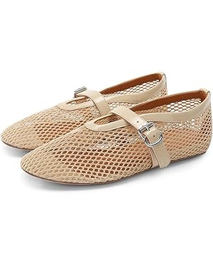 DREAM PAIRS Women's Mesh Ballet Flats Dressy Round Toe Comfortable Mary Jane Flat Shoes with Buck... | Amazon (US)
