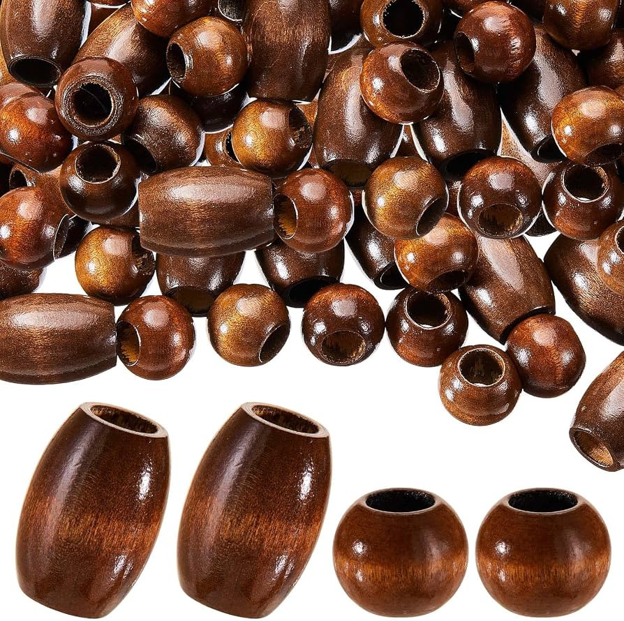 WILLBOND 130 Pcs Macrame Wooden Beads 10mm Hole,Brown, Classic | Amazon (US)