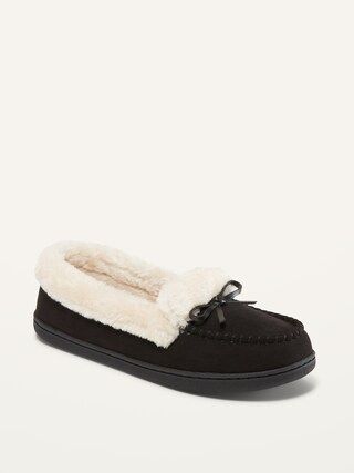 Faux-Suede Sherpa-Lined Moccasin Slippers For Women | Old Navy (US)