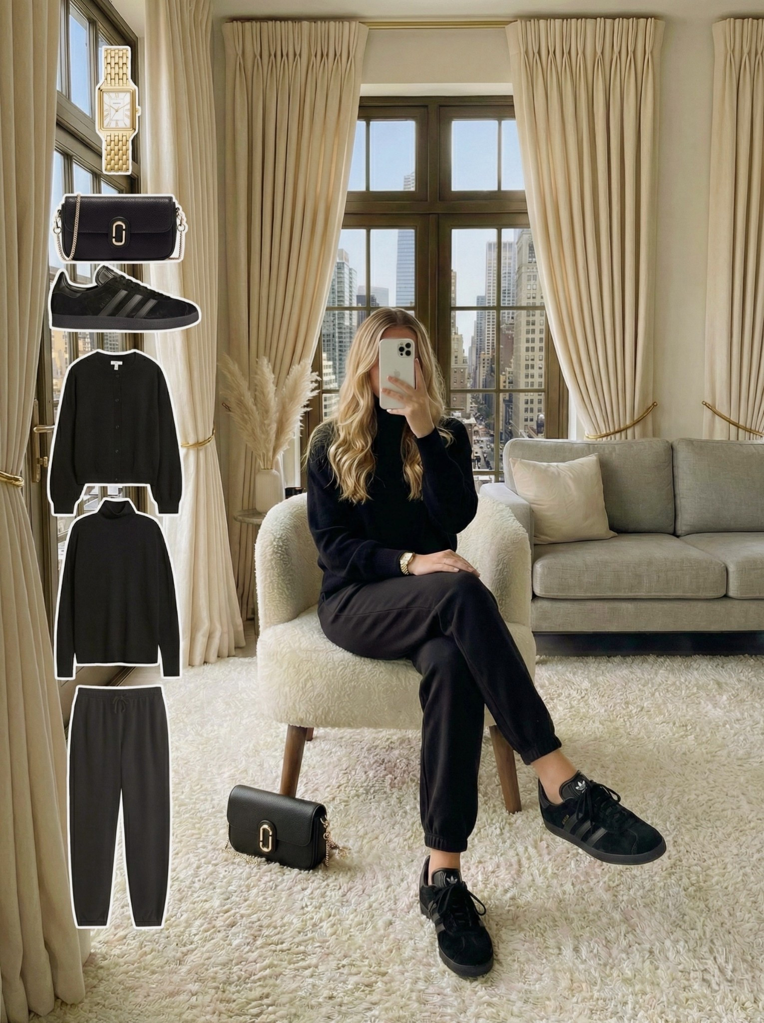 An all black travel look makes airport mornings feel effortless. The soft knit keeps things cozy while the joggers add comfort that still looks neat. Matching sneakers streamline the outfit and make long walks between gates easier. A structured crossbody adds a touch of polish and keeps essentials close. The gold watch brings a bit of shine without taking away from the clean monochrome feel.

❤️ Style notes
• Black knit for relaxed comfort
• Joggers that stay sleek and cozy
• Matching sneakers for easy movement
• Structured crossbody for hands free travel
• Gold watch for a subtle refined touch

Everything linked and ready for takeoff.

#LTKTravel #LTKgrwm #LTKootd