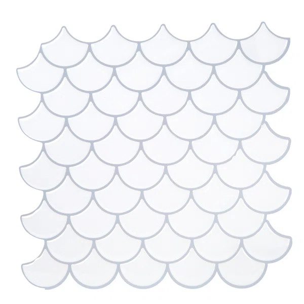 10" x 10" PVC Peel & Stick Mosaic Tile in Scallop White | Wayfair North America