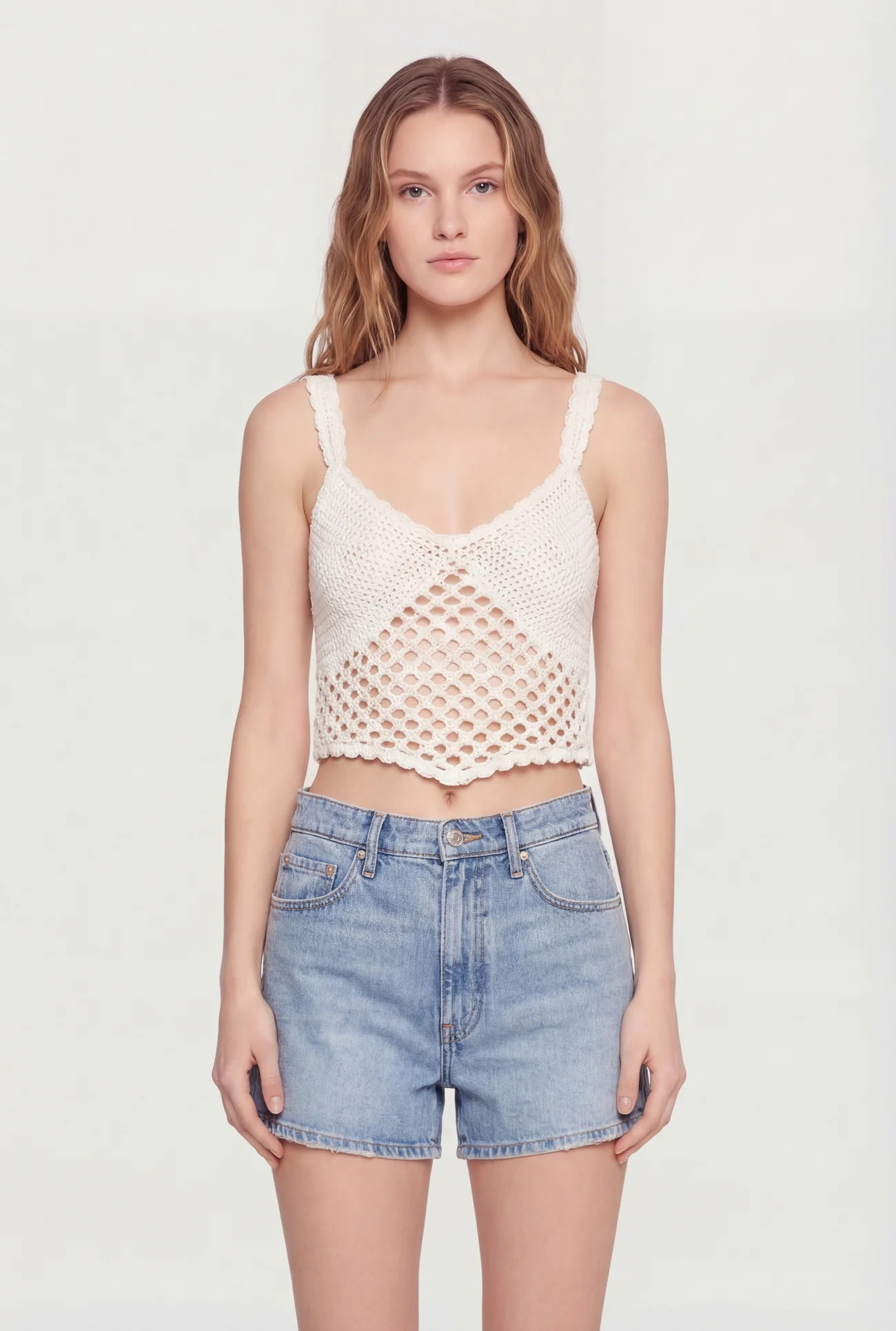Solid Crochet Cropped Tank Top | Rainbow Shops