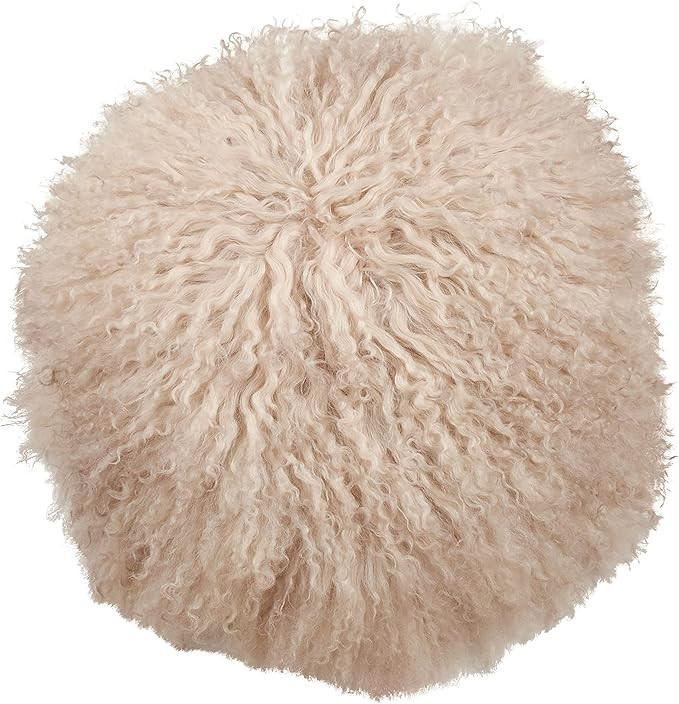 SARO LIFESTYLE Mongolian Lamb Fur Poly Filled Throw Pillow | Amazon (US)