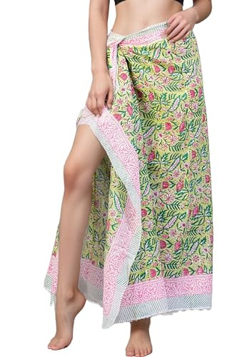 100% Cotton Bikini Sarong Wraps for Women, Indian Hand Block Swimsuit Cover Up Pareo for Beach/Po... | Amazon (US)