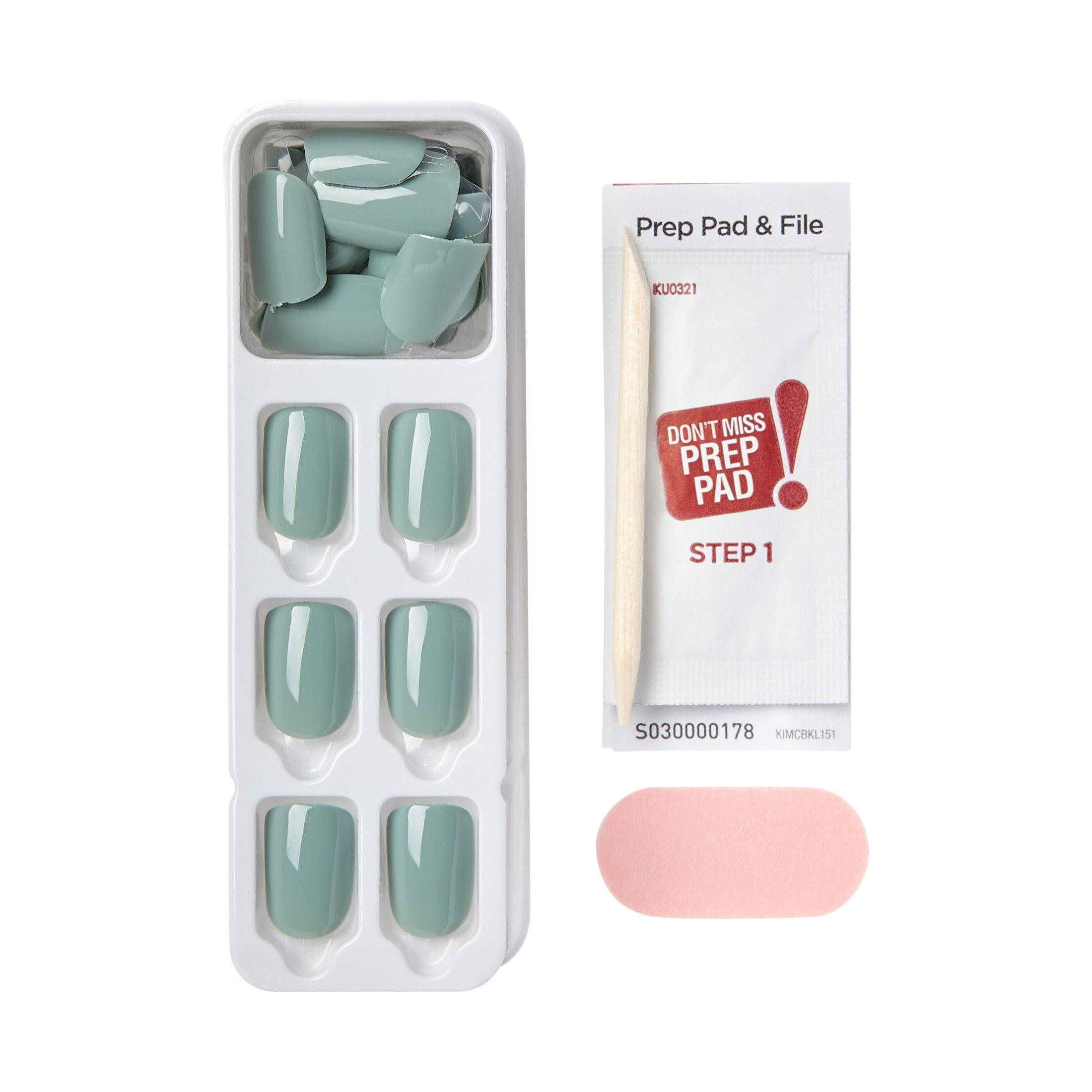KISS imPRESS Color Long-Lasting Short Square Press-On Nails, Solid Green, 30 Pieces | Walmart (US)