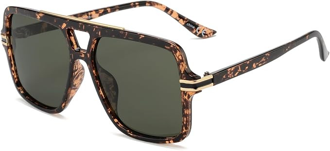 OUWEN Retro Oversized Polarized Square Sunglasses Womens Mens, Trendy Designer Big Rectangle Sun ... | Amazon (US)