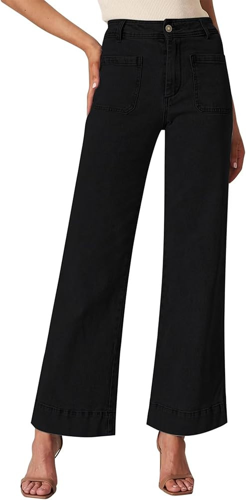 Wide Leg Jeans for Women - High Waisted Baggy Jeans Stretch Loose Denim Pants | Amazon (US)