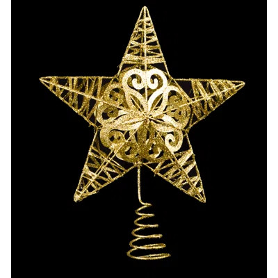 Glittered Gold Star Tree Topper | Wayfair Professional