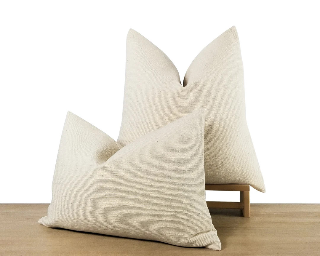 Ivory Woven Textured Pillow Cover Neutral Throw Pillow Minimalist Ivory Decor 20x20 Square 14x20 ... | Etsy (US)