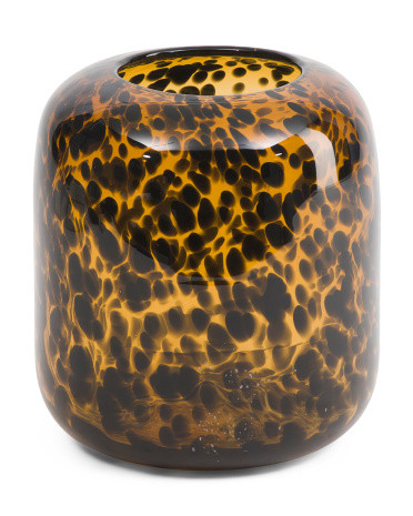 8x8in Cheetah Print Glass Vase | TJ Maxx