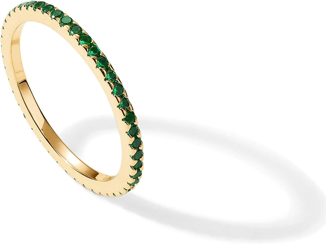 PAVOI 14K Gold Plated Sterling Silver CZ Simulated Diamond Stackable Ring Eternity Bands for Wome... | Amazon (US)