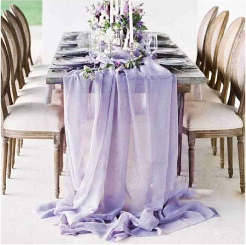 Chiffon Table Runner 2 Packs Light Purple Elegant Sheer Table Runner 10ft Long Rustic Table Runne... | Amazon (US)