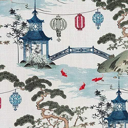 REGAL Kirin Pearl Multicolored Asian Chinoiserie Pagoda Koi Toile Print Regal Fabric | Amazon (US)