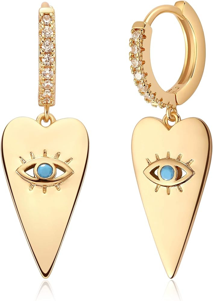 VACRONA Gold Heart Hoop Earrings Huggie Earrings for Women 14k Gold Plated Small Hoops Earrings | Amazon (US)