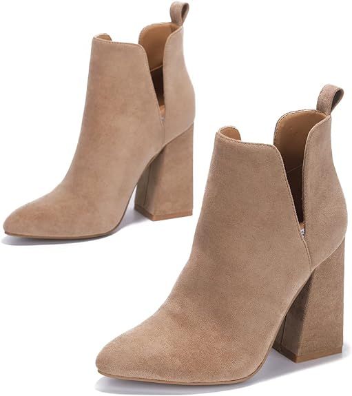 Cape Robbin Blythe Chelsea Ankle Boots Booties for Women, Chunky Block Heels for Women | Amazon (US)