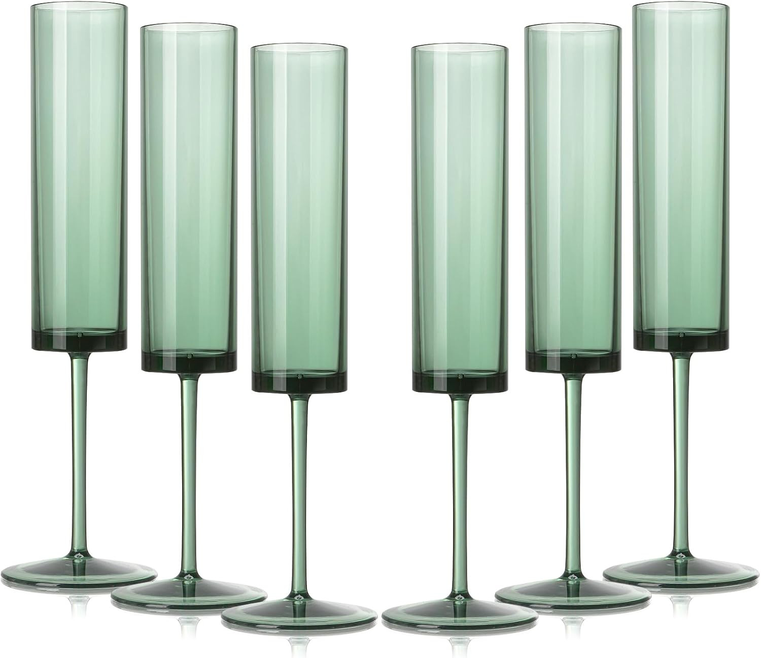 6 Pack Acrylic Dark Green Wine Glasses Green champagne glasses Champagne Flutes Sparkling Wine Glasses Wine Goblets Wedding Glassware Set Drinkware Glasses for Wedding Bar Celebration Baby Shower | Amazon (US)