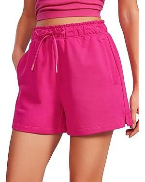 CRZ YOGA Comfy Cotton Sweat Shorts for Women Casual Summer Drawstring Gym Lounge Shorts Workout J... | Amazon (US)