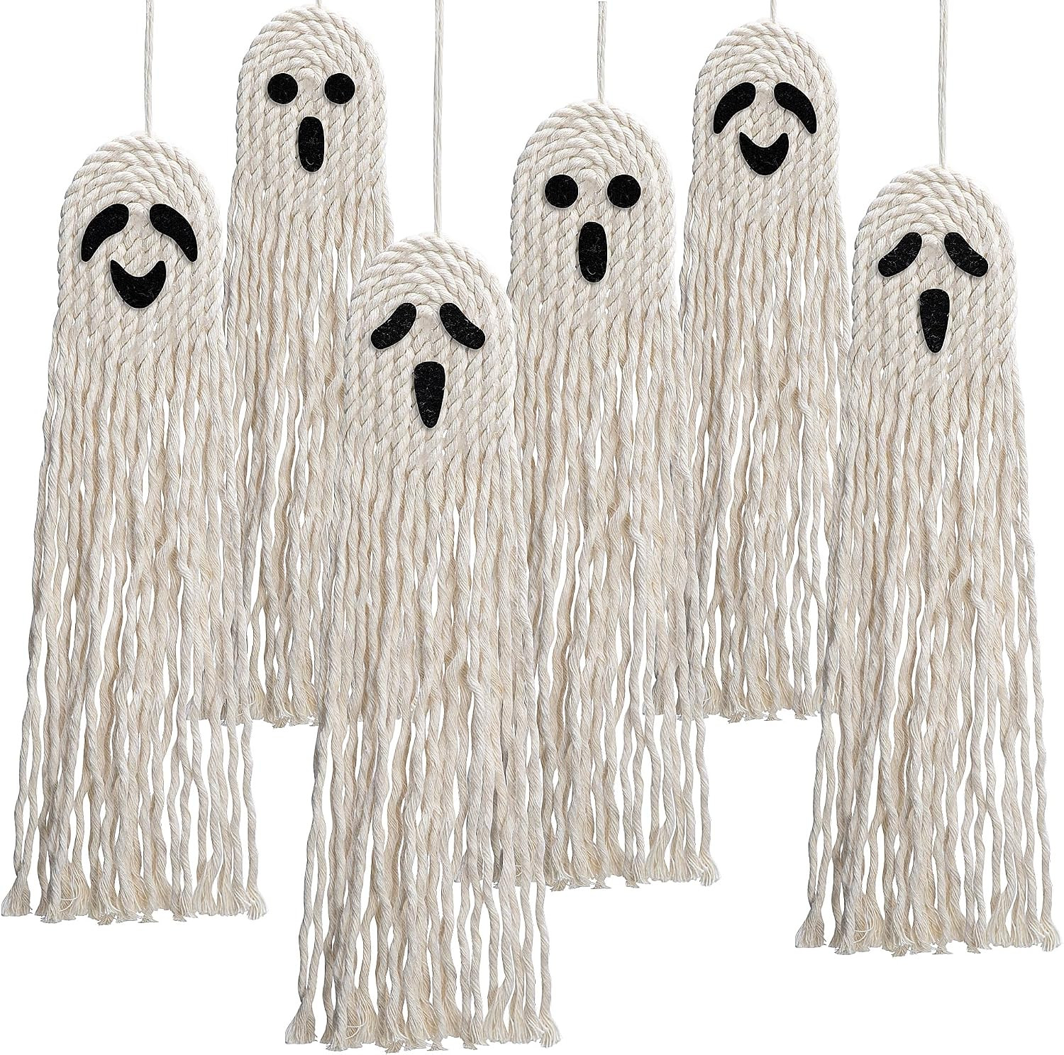 12 Pcs 11" Halloween Boho Ghost Macrame Decor, Handmade Boho Ghost Ornament | Amazon (US)