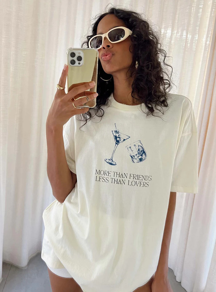 More Than Friends Oversized Top Off White | Princess Polly US