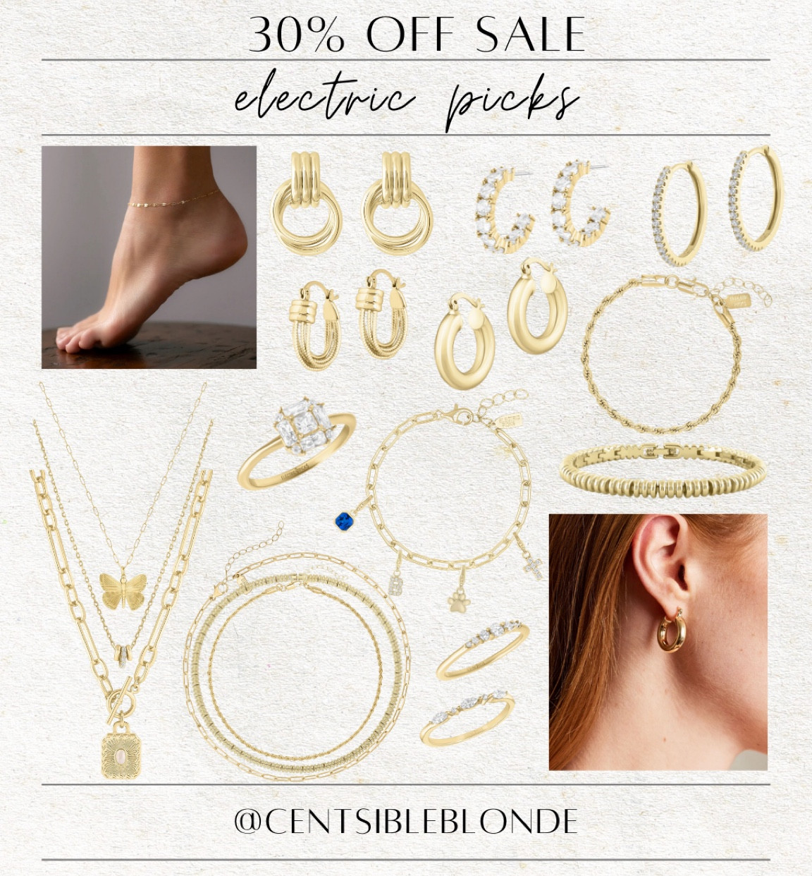 Gold jewelry, electric picks, 
gold bracelet, gold necklace, 
hoop earrings, gold anklet, 
charm bracelet, knocker earrings, butterfly necklace, waterproof jewelry 

#LTKSaleAlert #LTKParties #LTKFindsUnder50