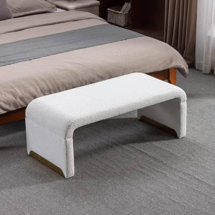 Loveseat Ottoman, Fabric Footstool Shoe Bench with Gold Metal Legs,Modern Bedroom Bench for Bedro... | Amazon (US)