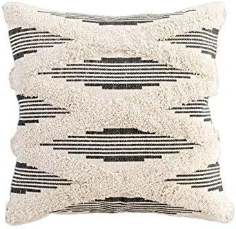 JASEN Decorative Throw Pillow Cover 12x20 Inch, Boho Woven Tufted Accent Pillowcase with Tassels,... | Amazon (US)