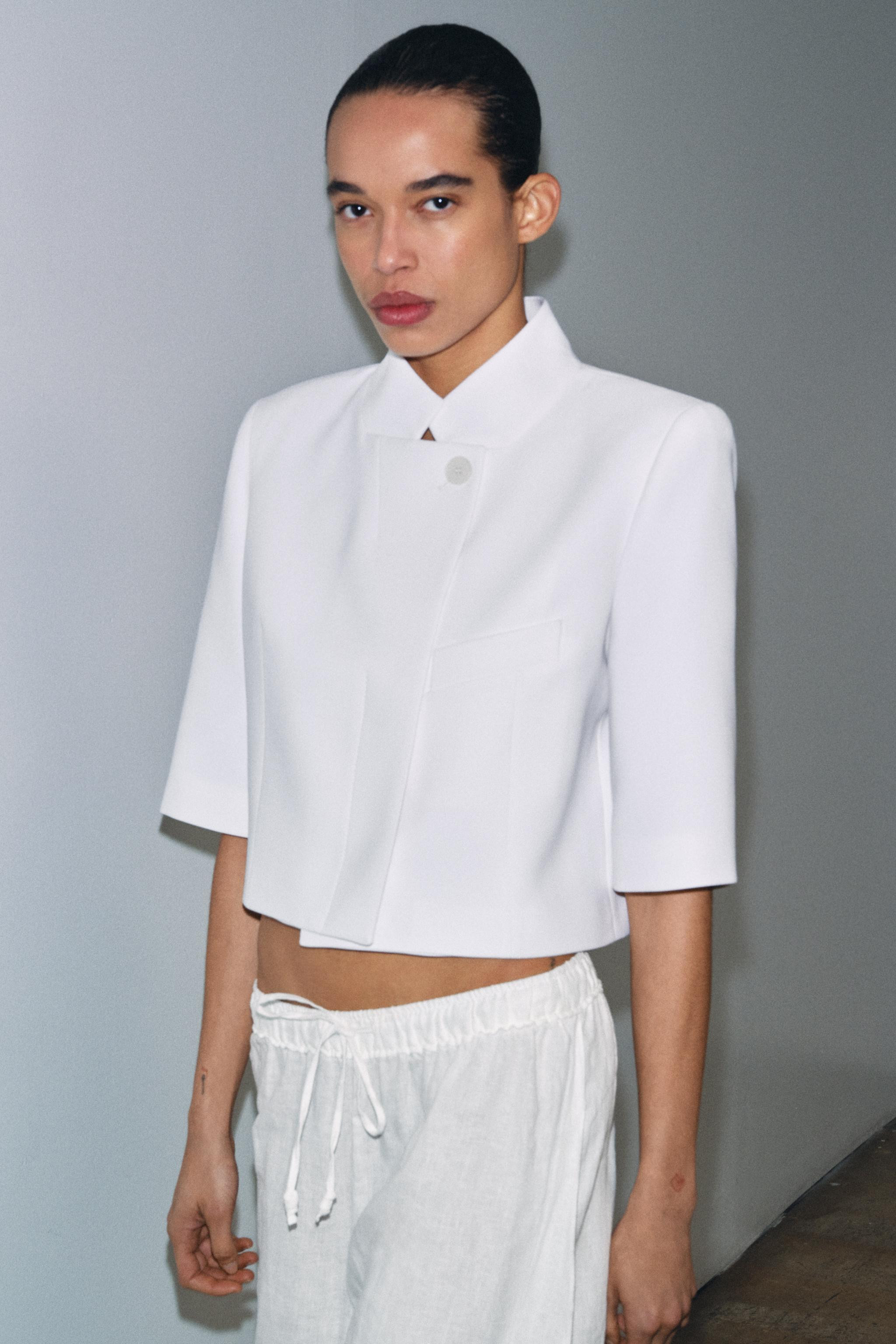 SHORT SLEEVE CROPPED BLAZER ZW COLLECTION | Zara US