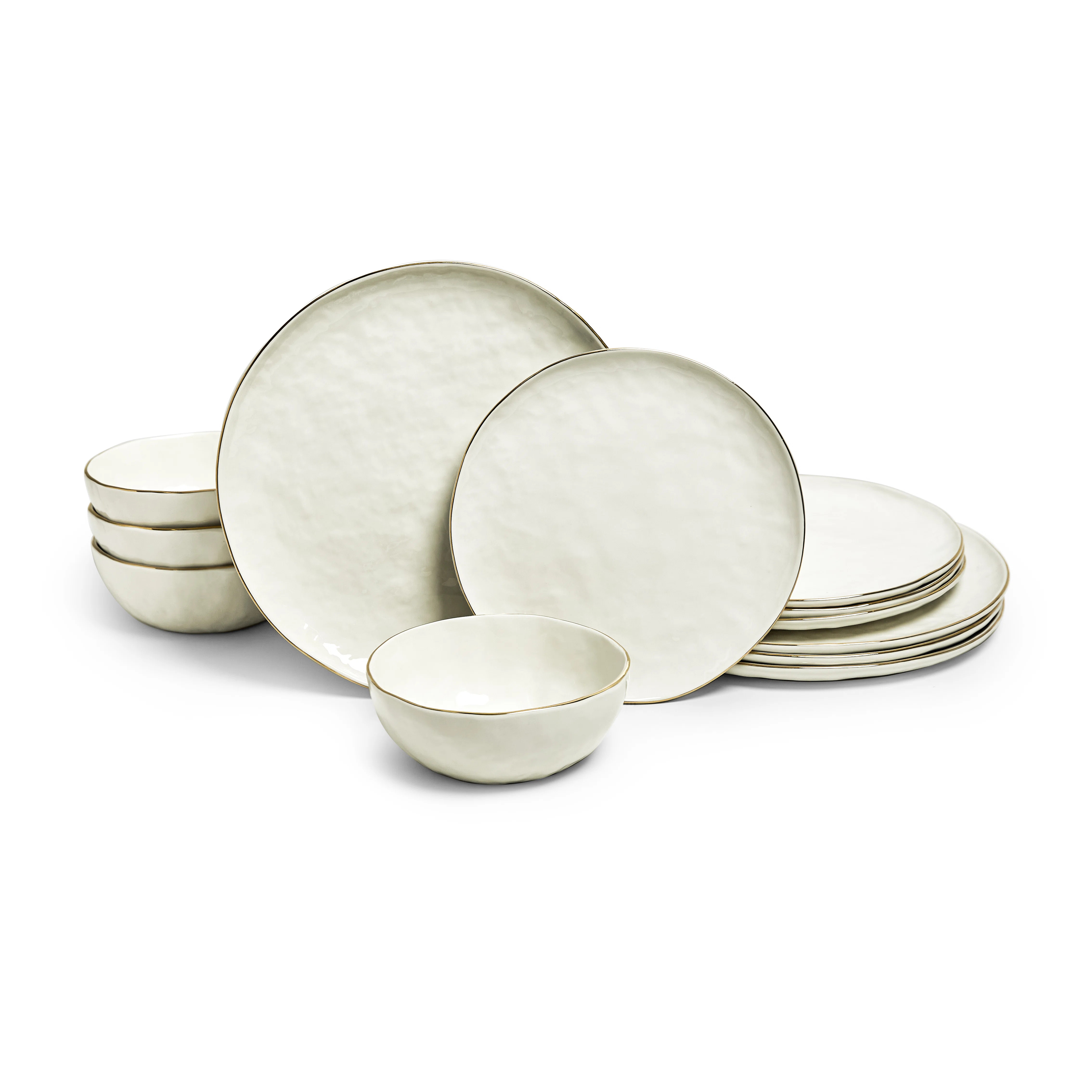 Sango Gansevoort 12-Piece White Stoneware Dinnerware Set – Service for 4, Plate & Bowl Set (Set... | Joss & Main