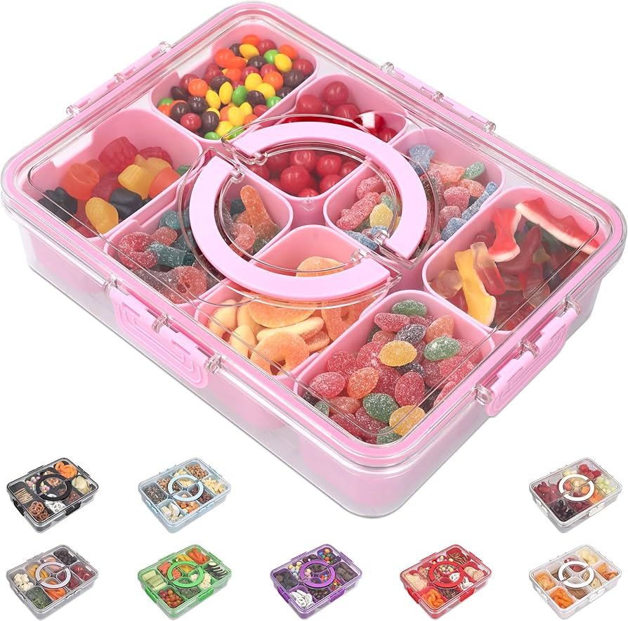 Snackle Box Container with Lid Travel Charcuterie Box with Handle Organizer for Candy, Fruit, Nut... | Amazon (US)